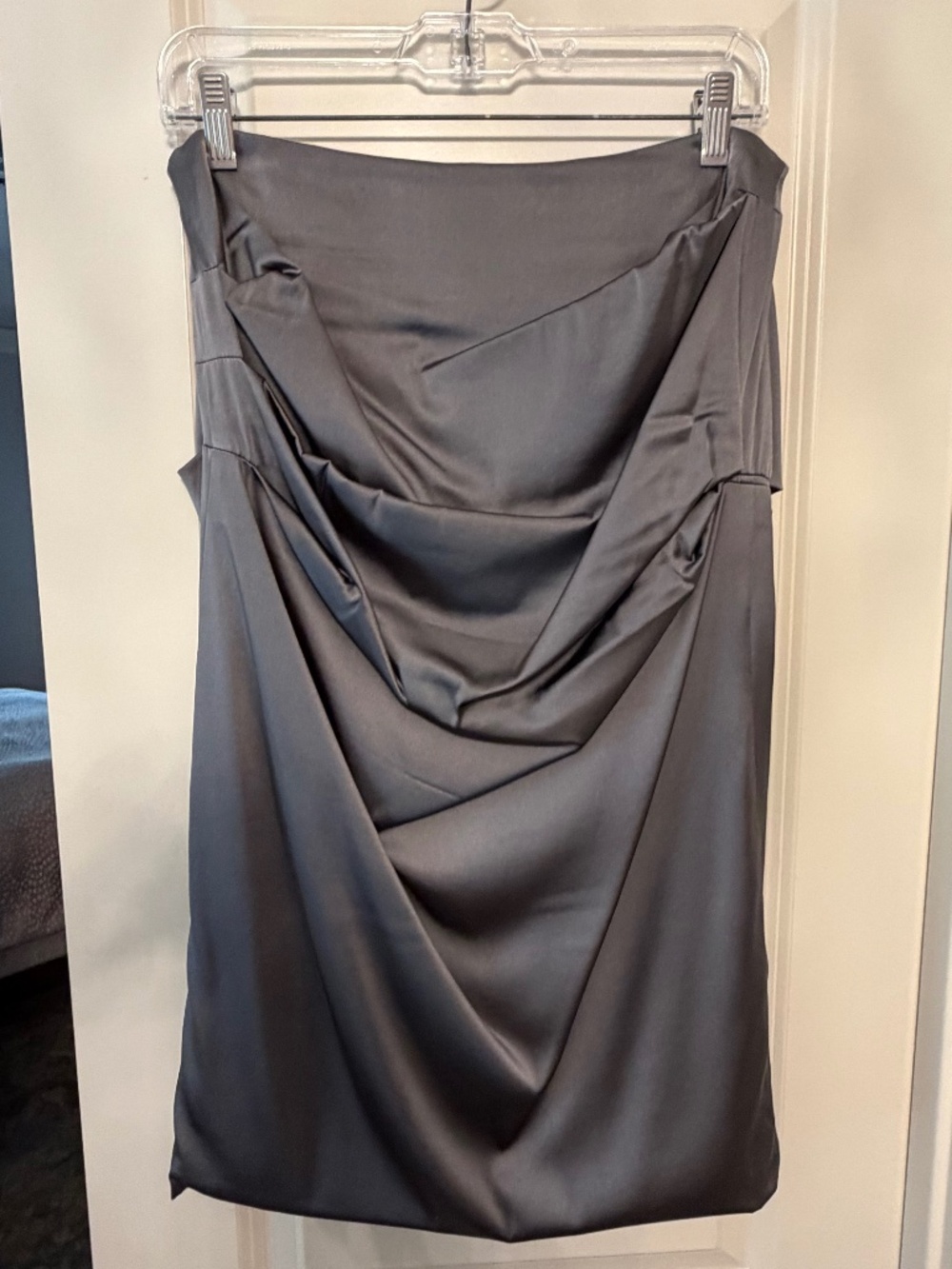 Dolce & Gabbana Gray Satin Draped Lace-Up Pencil Skirt Made in Italy